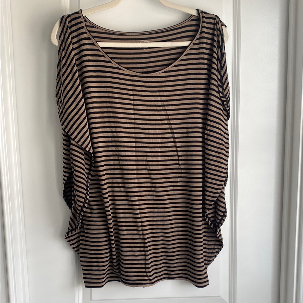 LOFT Brown and Cream Relaxed Sleeveless Tank Top